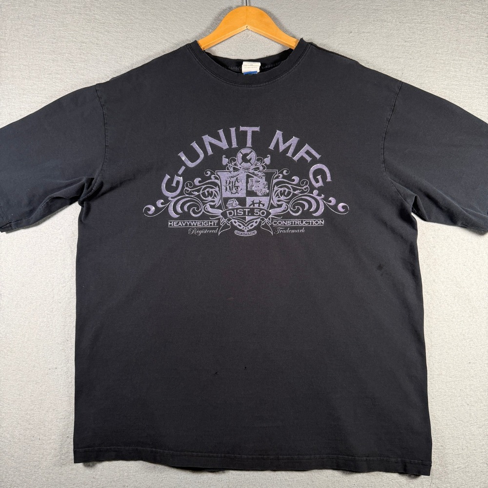 Vintage G-Unit MFG Heavyweight Construction T-Shirt Black XL Hip Hop Y2K Rap Tee